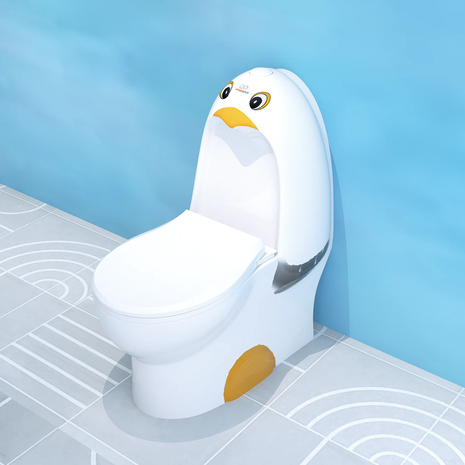 Cute penguin design toddler porcelain toilet, s trap 300 mm washdown child one piece toilet, best toilet for preschool